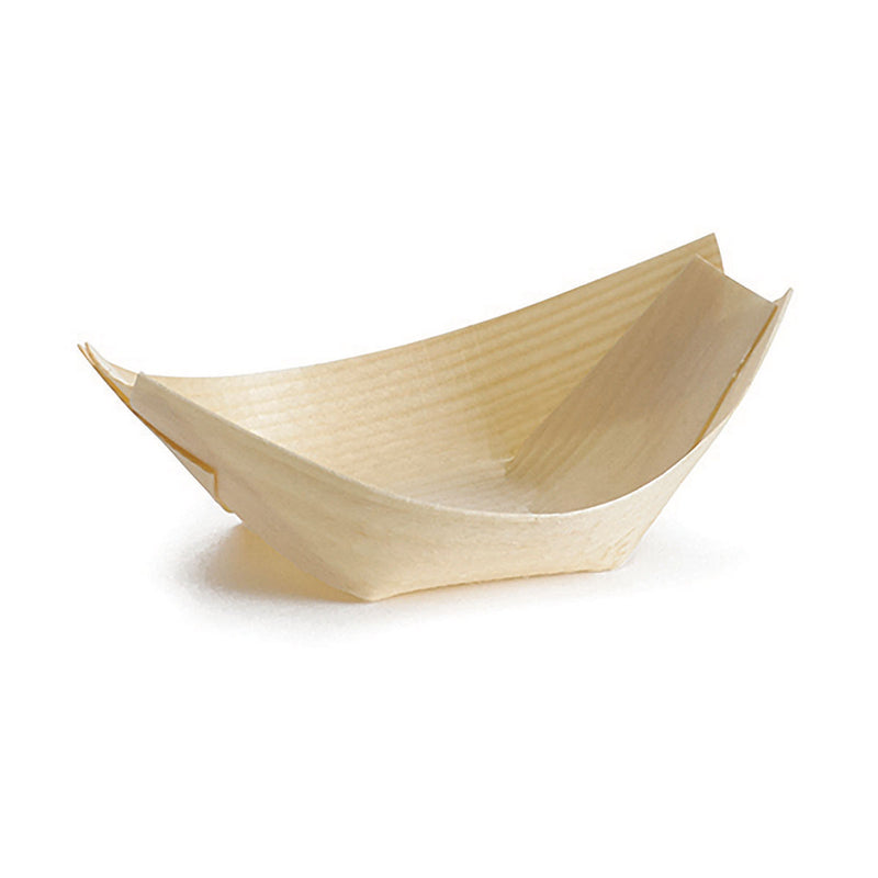 Tablecraft BAMDB3 Small Disposable Wood Boat, 3-1/2" x 2", Pack of 50