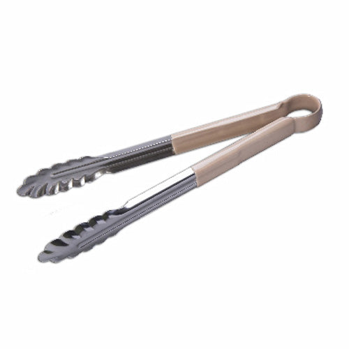 Culinary Essentials 859296 Coated Utility Tongs, Tan, 12"