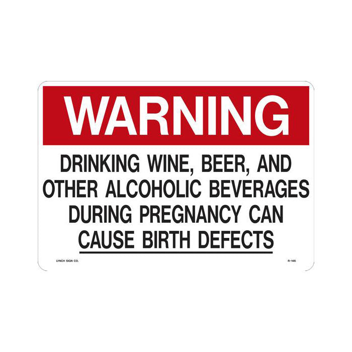 Prop 65 "Warning: Drinking... During Pregnancy Can Cause Birth Defects" Sign, 14" x 10"