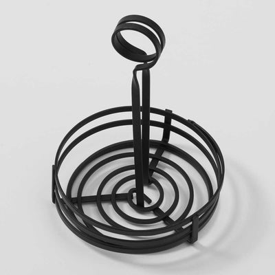 American Metalcraft FWC69 Flat Coil Round Wrought Iron Condiment Holder, Black