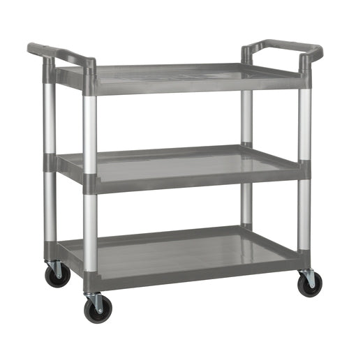 Winco UC-3019G 3-Tier Plastic Utility Bussing Cart, Unassembled, Gray
