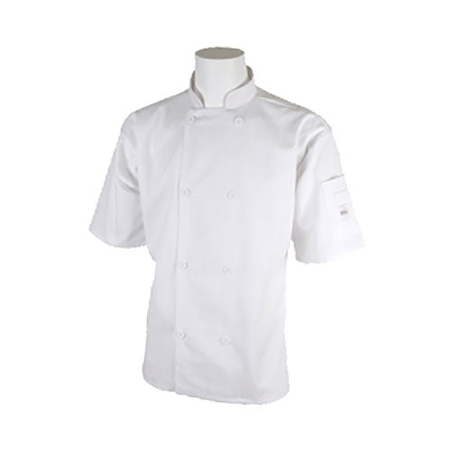 Mercer Millennia M60013WHS Unisex Short Sleeve Jacket w/ Shoulder Pocket, Small, White
