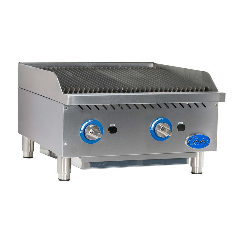 Globe GCB24G-RK Gas Countertop Charbroiler w/ Char Rock Kit, 24"