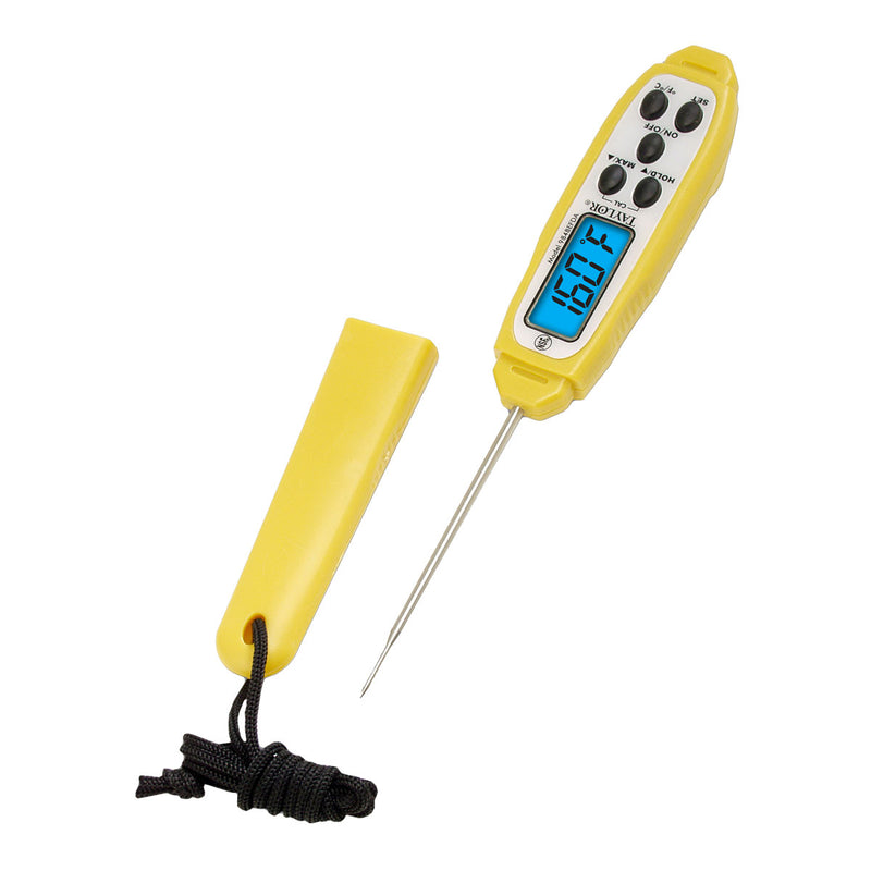 Taylor 9848EFDA Waterproof Digital Pocket Thermometer, Yellow, 2-3/4" probe