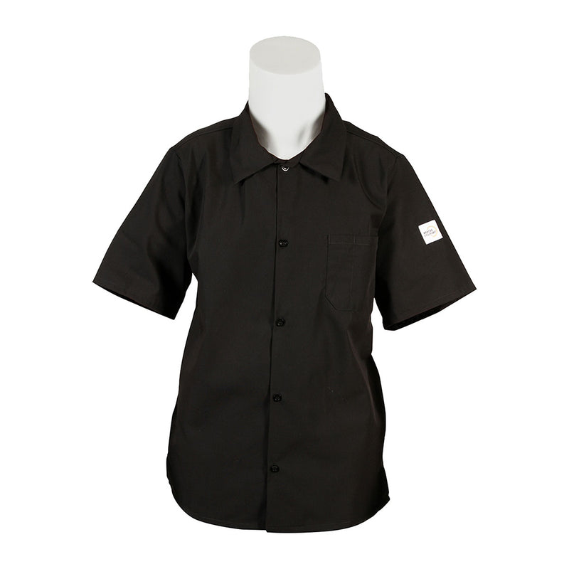 Mercer Millennia M60200BKM Unisex Cook Shirt w/ Chest Pocket, Medium, Black