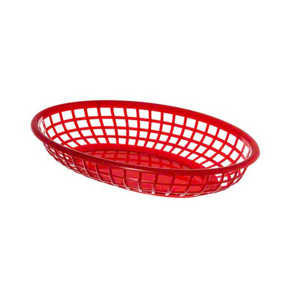 Oval Fast Food Baskets, Red, 9-1/2" x 6", Pack of 12