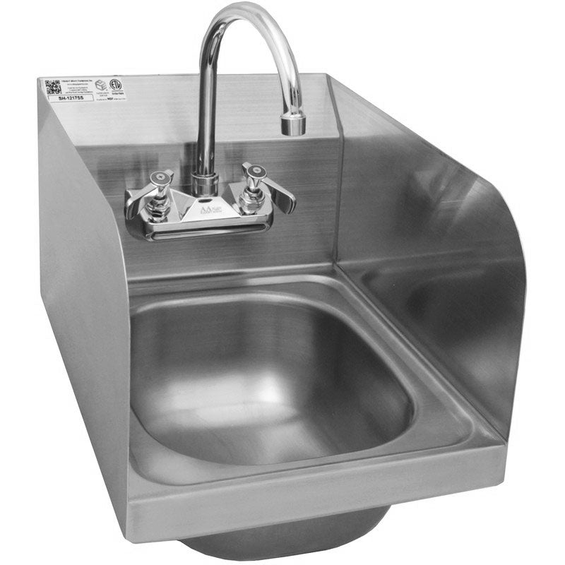GSW HS-1217S Wall Mount Hand Sink w/ Faucet, Strainer & Splash Guards