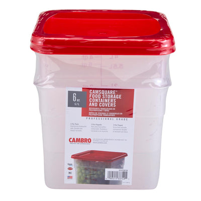 Cambro Food Storage Containers and Covers, 6 Quart, 2 Pack