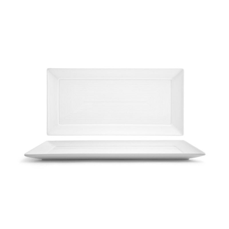 FOH Spiral Rectangle Plate, White, 14" x 7"