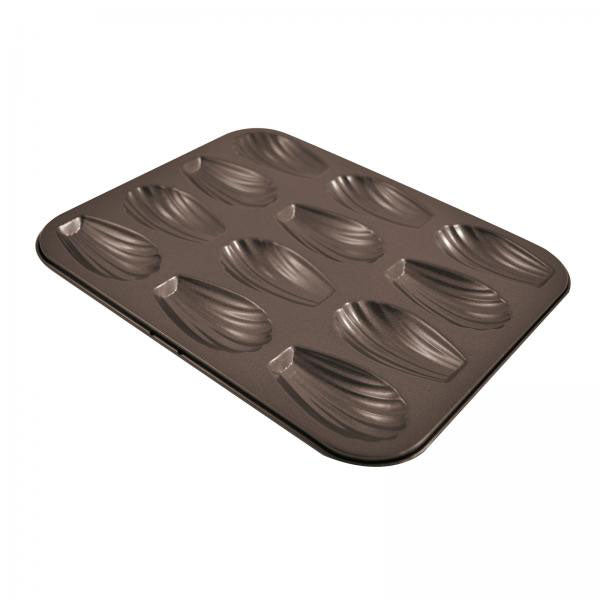 Paderno 47731-12 Non-Stick Coated Steel Madeleine Mold, Sheet of 12, 2-3/4" x 1-5/8"