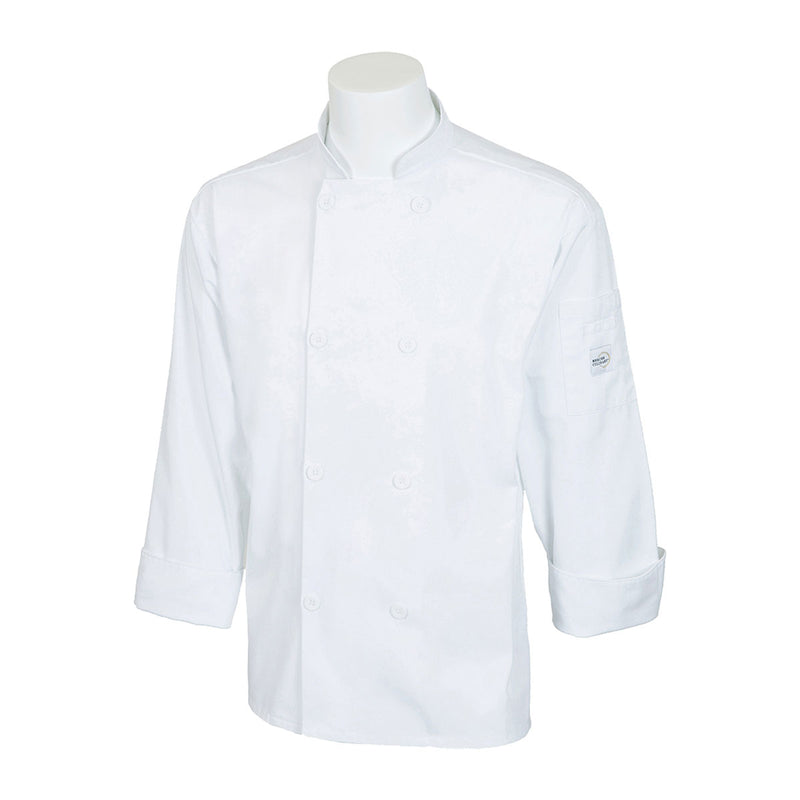 Mercer Millennia M60010WHM Unisex Chef Jacket w/ Shoulder Pocket, Medium, White