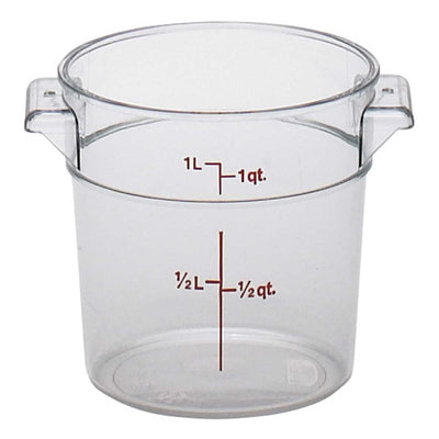 Cambro RFSCW1135 Camwear Round Storage Container, Clear, 1 qt.