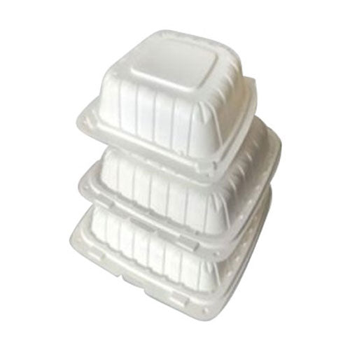 Hinged Clamshell 1-Compartment Container, White, 8" x 8", Case of 200