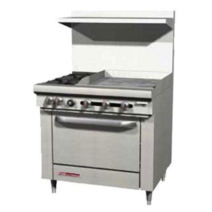 Southbend S36D-2GL S-Series Restaurant Range with 24" Griddle, 2 Burners, 1 Oven, Natural Gas, 36"