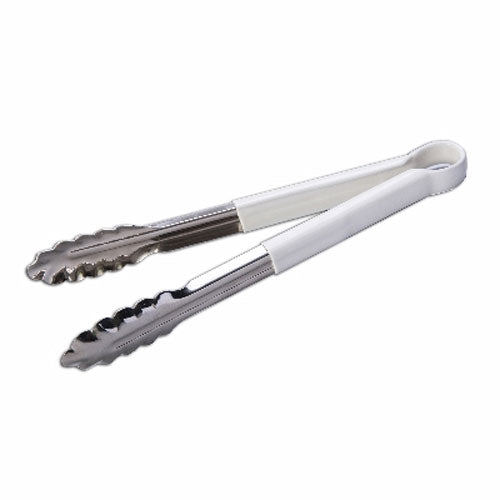 Culinary Essentials TRW1675 Coated Utility Tongs, White, 12"