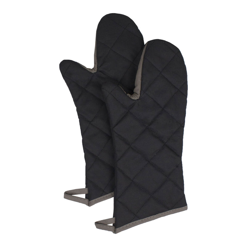 Culinary Essentials 859390 Pyrotex Oven Mitts, Black, Elbow-Length, 17"