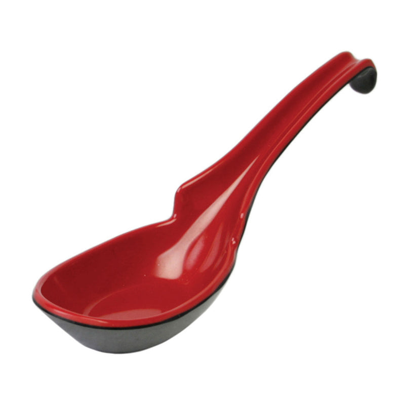 Thunder Group 7100JBR Melamine Soba / Rice Spoon, Red & Black, 10 oz.