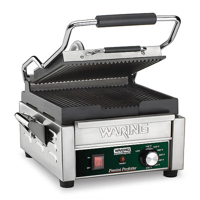 Waring WPG150 Compact Italian-Style Panini Grill, w/ Ribbed Plates, 120V