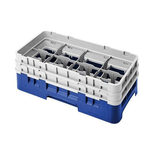 Cambro 8HS434186 Camrack 1/2 Size Glass Rack w/ 2 Extenders, 8 Compartment, Navy Blue