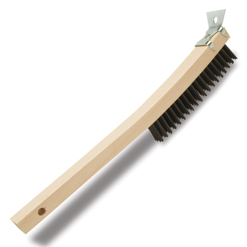 Wire Bristle Brush with Curved Wood Handle