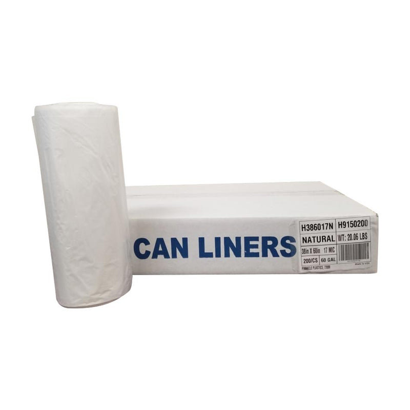 Can Liner, Clear, 55 gal., Case of 200