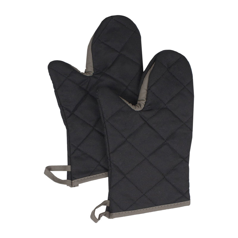 Culinary Essentials 859388 Pyrotex Oven Mitts, Black, Forearm-Length, 15"