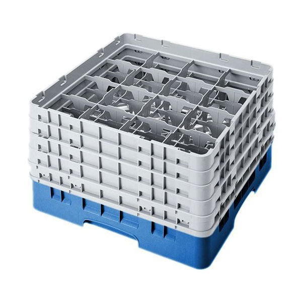 Cambro 16S958168 Camrack Full Size Glass Rack w/ 5 Extenders, 16 Compartment, Blue