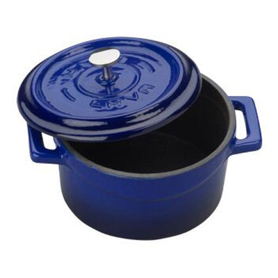 Arcata 081860 Mini Round Cast Iron Casserole Dish w/ Lid, Blue, 11.75 oz.