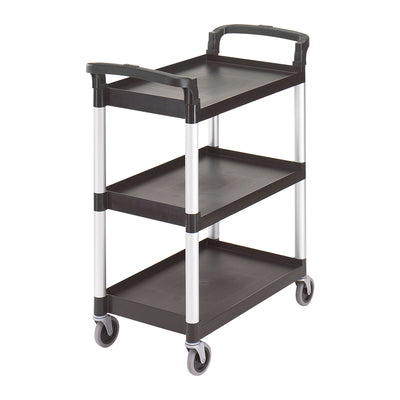 Cambro BC331KD110 Open Design Service Cart w/ 3 Shelves, Knock Down, Black, 300 lb.