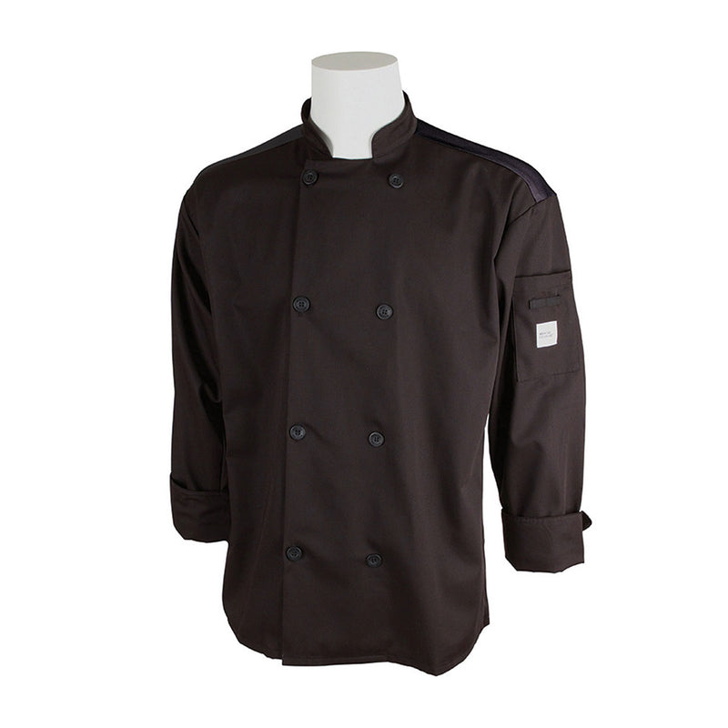 Mercer Millennia Air M60017BKL Unisex Chef Jacket w/ Shoulder Pocket, Large, Black