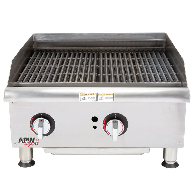 APW GCB-24I Champion Gas Countertop Charbroiler, Radiant, 2 Burners, 24"