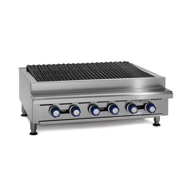 Imperial IRB-36 Gas Countertop Charbroiler, Radiant, 6 Burners, 36"