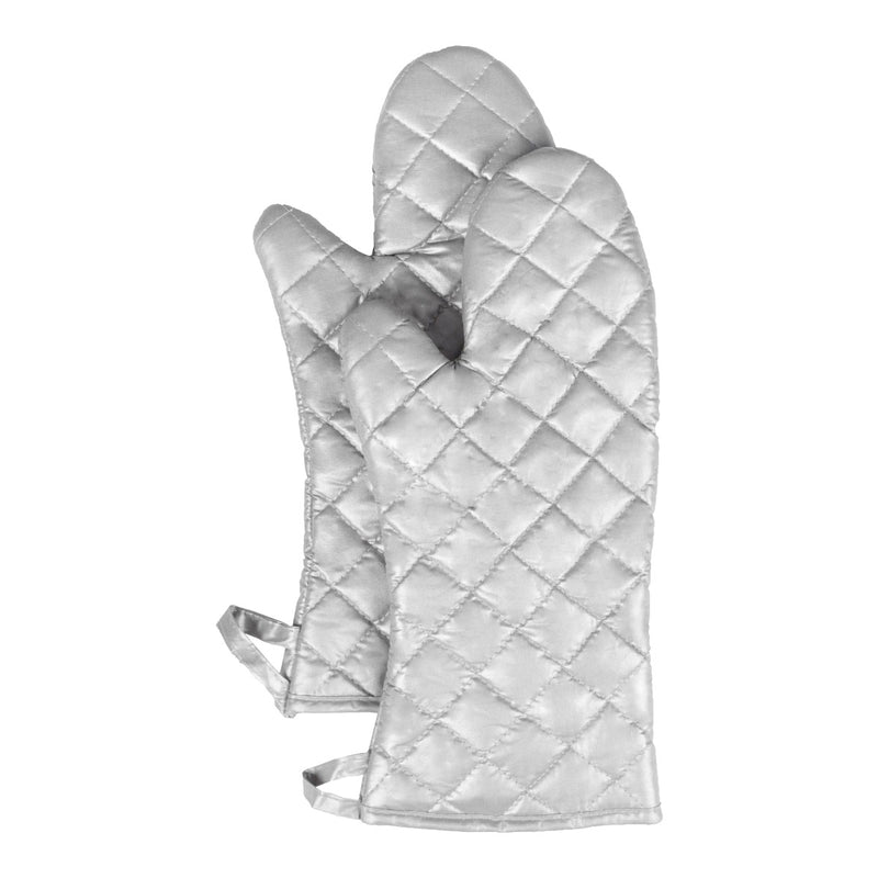 Culinary Essentials 859408 Silicone Oven Mitt, Silver, Forearm-Length, 16"