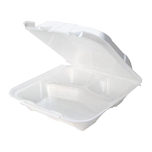 Vented Foam 3-Compartment Takeout Container, 9" x 9" x 3", Case of 150