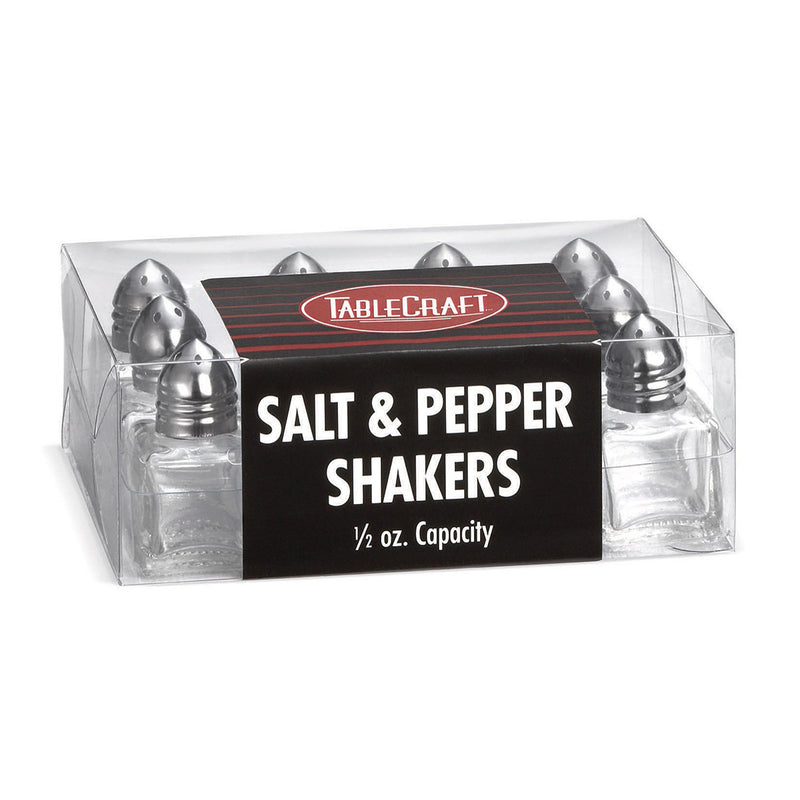 Tablecraft C30A Cube Glass Salt & Pepper Shakers, 1/2 oz., Pack of 12