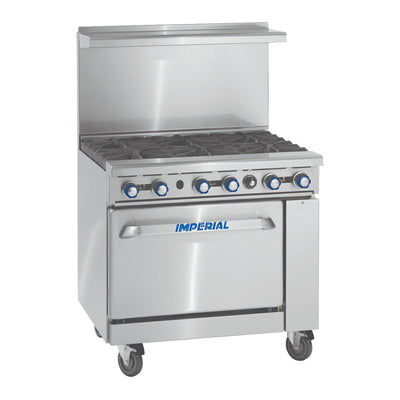 Imperial IR-6 Restaurant Series Range, 6 Burners, 1 Oven, Natural Gas, 36"