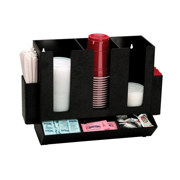Dispense-Rite HLCO-3BT Cup, Lid, Straw and Condiment Organizer
