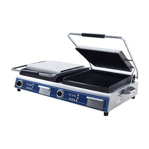 Globe GSGDUE14D Double Deluxe Smooth Plate Panini Grill