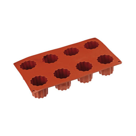 Paderno 47742-41 Non-Stick Silicone Cannele Mold, Sheet of 8, 2"