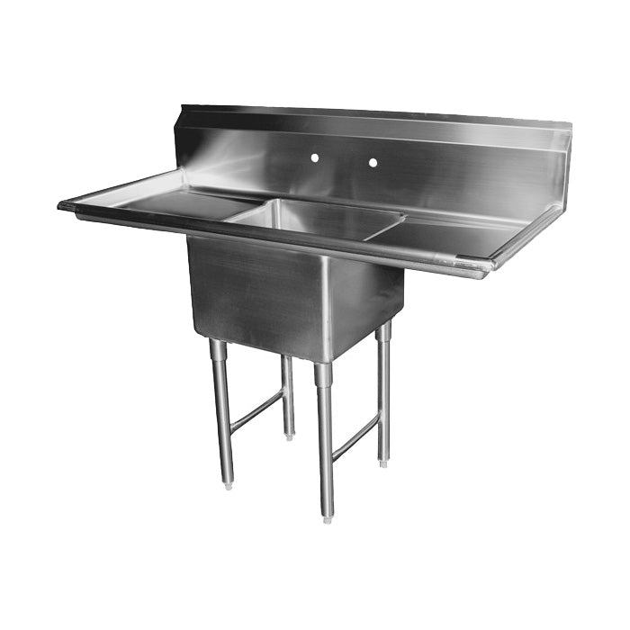GSW SE18181D Stainless Steel Single Prep Sink w/ 2 Drain Boards, 54-1/8" x 24" x 45"