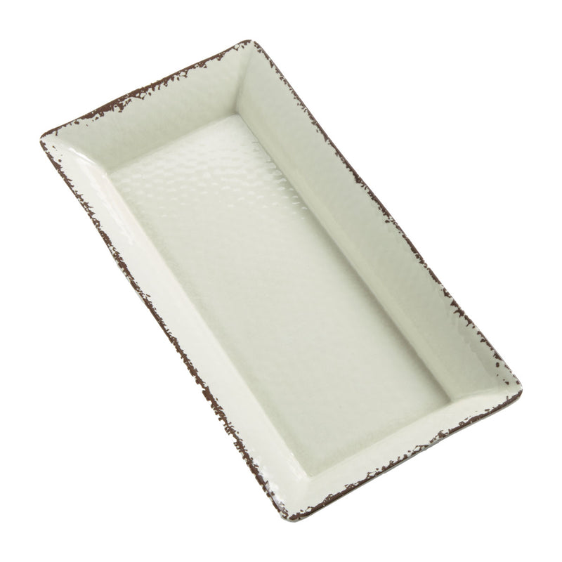 American Metalcraft AMWEL23 Antique White Medium Rectangular Melamine Platter, 18" x 8-1/4"