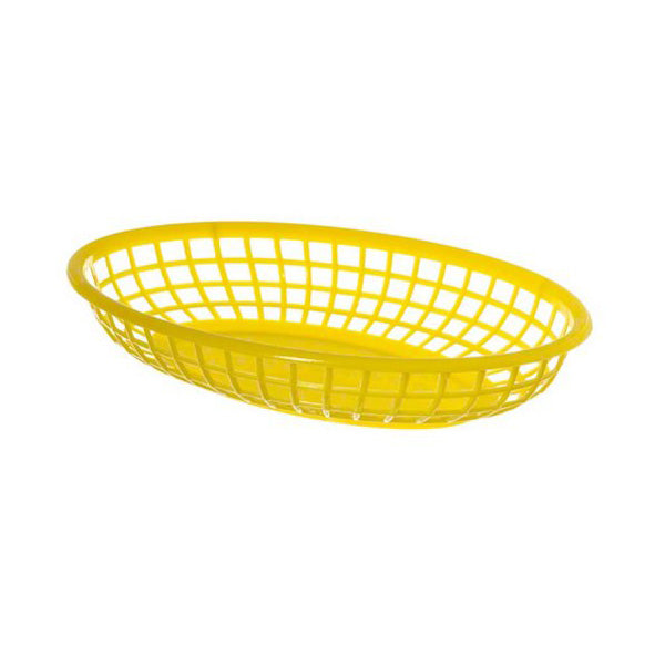 Update International BB96Y Oval Fast Food Baskets, Yellow, 9-1/2" x 6", Pack of 12