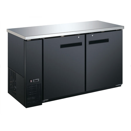 Kintera KBB2460X Back Bar Cooler, 2 Solid Doors, Black, 60-3/4"