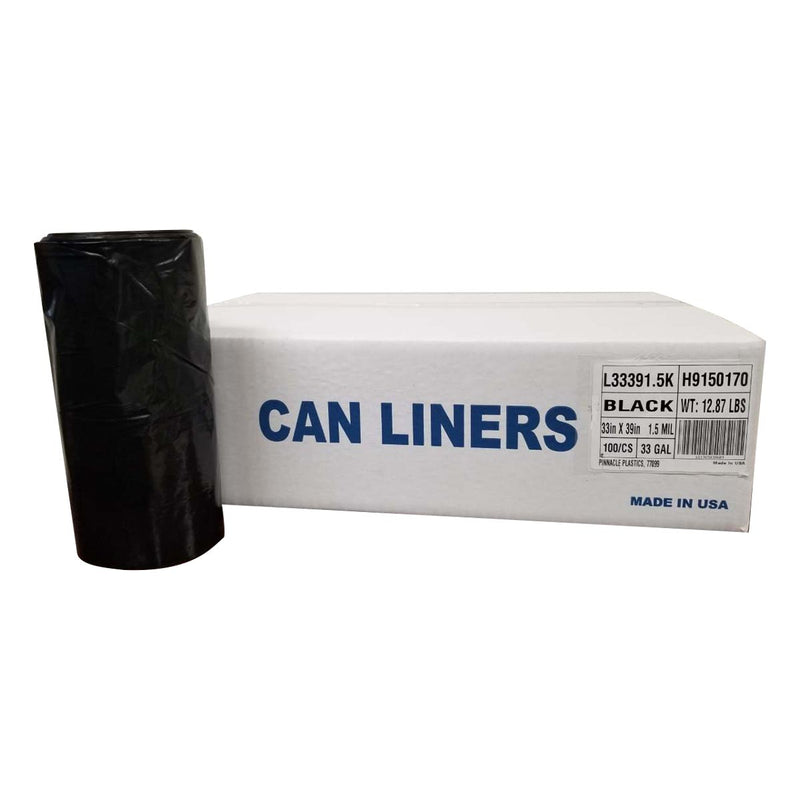 Can Liner, Black, 33 gal., Case of 100