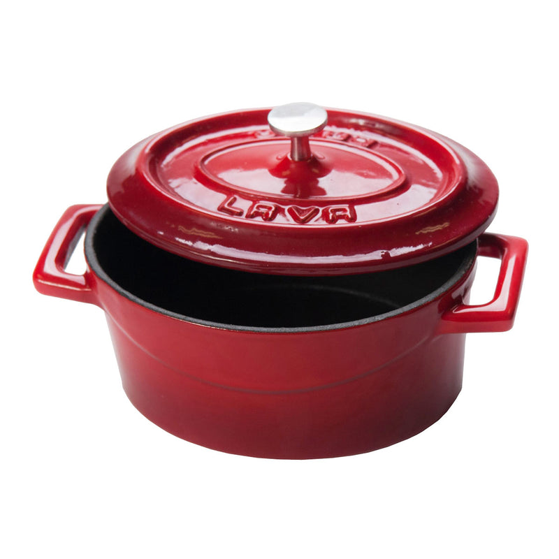Arcata 080820 Mini Oval Cast Iron Casserole Dish w/ Lid, Red, 14.25 oz.