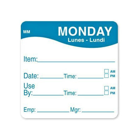 DayMark 1100351 "Monday" MoveMark Labels, 2" x 2", Roll of 500