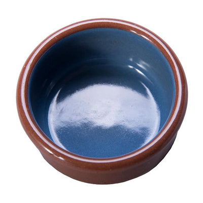 Arcata 080660 Terracotta Round Dish, Blue / Natural, 2.5 oz., Case of 48
