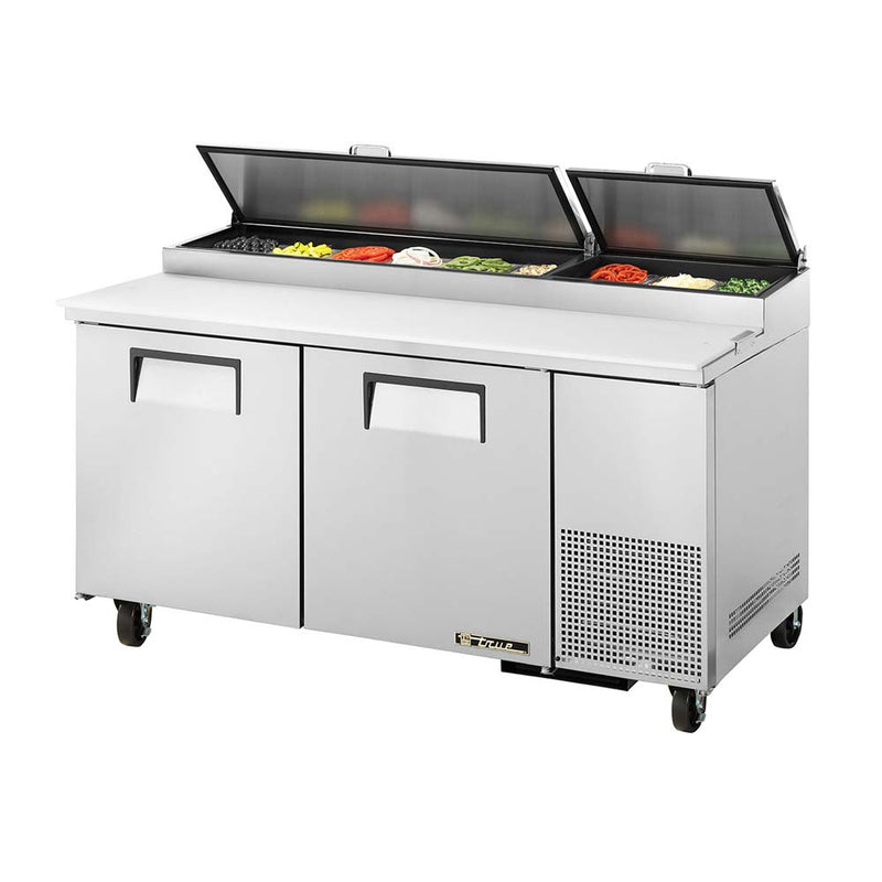 True TPP-AT-67-HC Solid 2 Door Refrigerated Pizza Prep Table, 67"