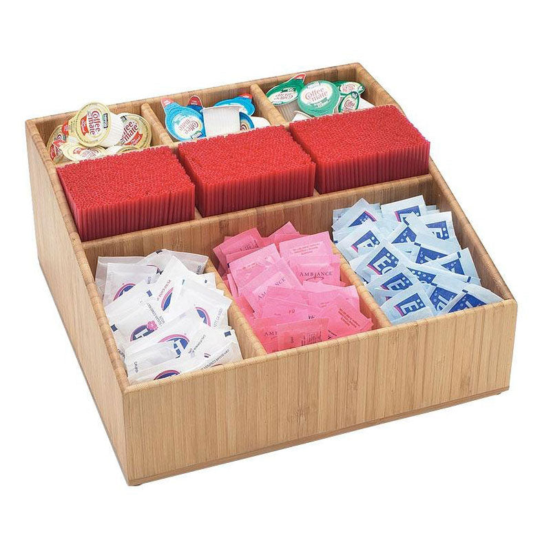 Cal-Mil 1714 Bamboo Coffee Amenity Organizer w/ 9 Compartments