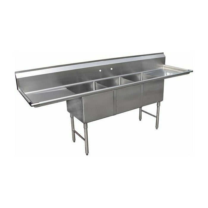 GSW SE10143D Stainless Steel 3 Compartment Sink w/ 2 Drain Boards, 54-3/8" x 21" x 41"